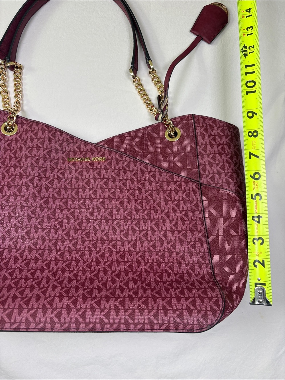 Michael Kors Burgundy MK Logo Chain-Handle Tote - Picture 6 of 7